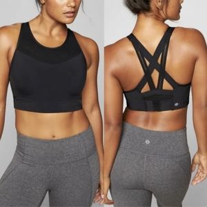 Athleta GIGI High impact Intensity sports Bra black high neck strappy size XS